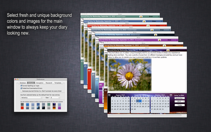 Create: MiJournal lets you be creative with colors and backgrounds