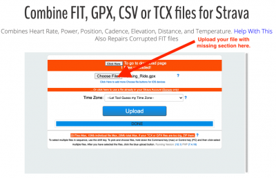 Uploading your file to the GOTOES | Strava Tools