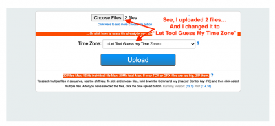 Upload your two pieces.  Switch from UTC to &quot;Let Tool Guess My Time Zone&quot; (or you can select your time zone if you know it).
